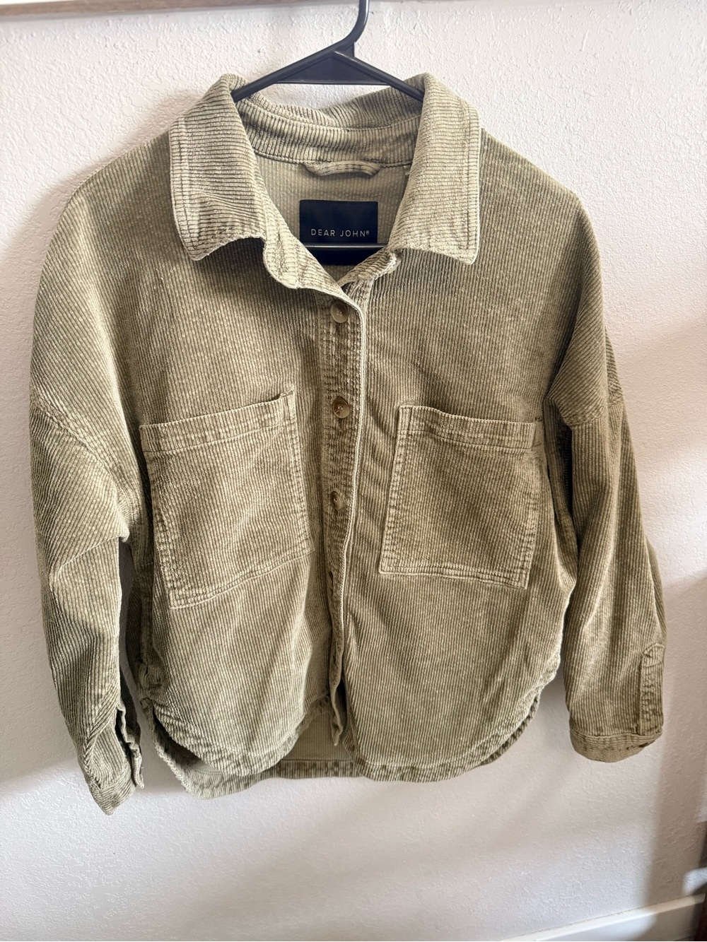 Dear John Olive Green Corduroy Button-Down Shirt Jacket